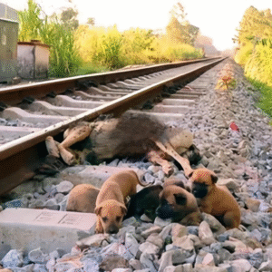 Read more about the article On the Lonely Railroad, Tears Surround Puppies’ Loyalty to their Deceased Mother